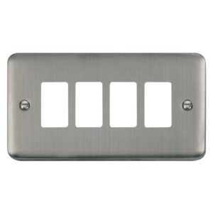 Click Deco Plus 4 Gang GridPro Frontplate Stainless Steel
