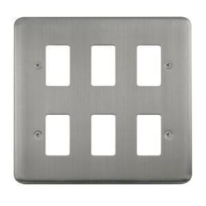 Click Deco Plus 6 Gang GridPro Frontplate Stainless Steel