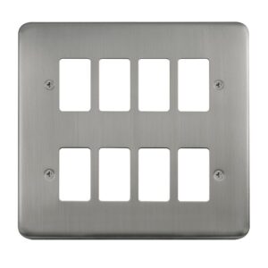 Click Deco Plus 8 Gang GridPro Frontplate Stainless Steel