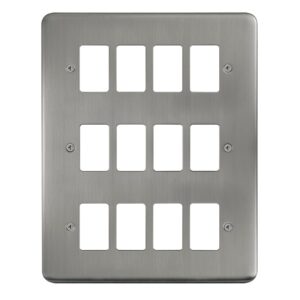 Click Deco Plus 12 Gang GridPro Frontplate Stainless Steel