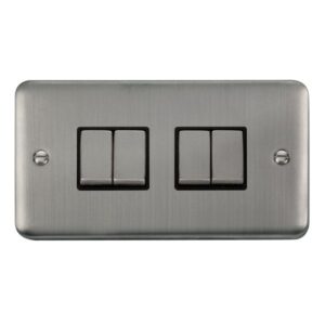 Click Deco Plus 10Ax Ingot 4 Gang 2 Way Plate Switch