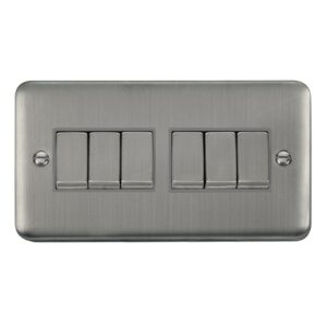 Click Deco Plus 10Ax Ingot 6 Gang 2 Way Plate Switch
