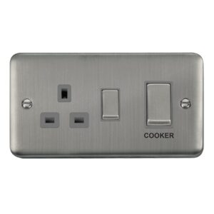 Click Deco Plus 50A Ingot 2 Gang Double Pole Switch With 13A Double Pole Switched Socket Outlet