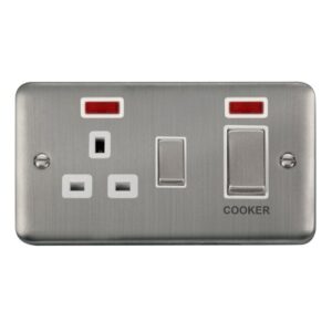 Click Deco Plus 45A Ingot 2 Gang Dp Switch With 13A Dp Switched Socket & Neons