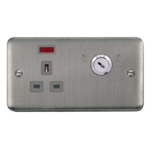 Click Deco Plus 13A Ingot 1 Gang Double Pole Key Lockable Switched Socket With Neon (Double Plate)