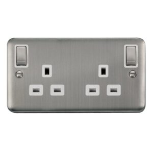 Click Deco Plus 13A 2Gang Outboard Switch Skt Dp Ss Wh