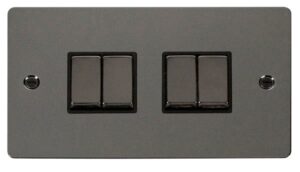Click Define Ingot 10Ax 4 Gang 2 Way Switch Black
