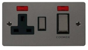 Click Define Ingot 45A Dp Switch 13A Switched Socket & Neons (2) Black