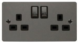 Click Define Ingot 2 Gang 13A Dp Switched Socket Black