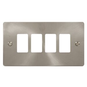 Click Define 4 Gang GridPro Frontplate Brushed Stainless