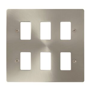 Click Define 6 Gang GridPro Frontplate Brushed Stainless