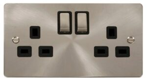 Click Define Ingot 2-Gang 13A Dp Switched Socket Black
