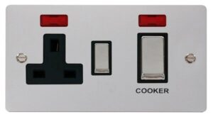 Click Define Ingot 45A Dp Switch 13A Switched Socket & Neons (2) Black