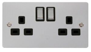 Click Define Ingot 2-Gang 13A Dp Switched Socket Black