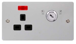 Click Define 13A 1G Dp Lockable Skt Neon Define Ch Bk