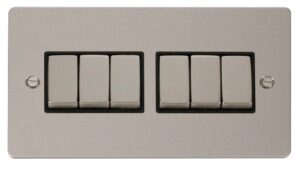 Click Define Ingot 10Ax 6 Gang 2 Way Switch Black