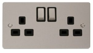 Click Define Ingot 2-Gang 13A Dp Switched Socket Black