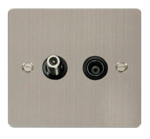 Click Define 1 Gang Satellite & Isolated Coaxial Socket Black