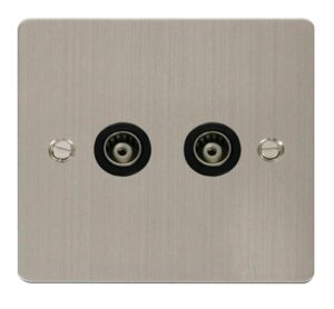 Click Define 2 Gang Isolated Coaxial Socket Black