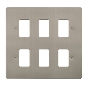 Click Define 6 Gang GridPro Frontplate Stainless Steel