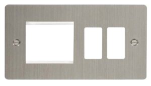 Click Define Hotel Accessory Plate 2 Gang GridPro Frontplate With Twin New Media Aperture
