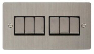 Click Define Ingot 10Ax 6 Gang 2 Way Switch Black