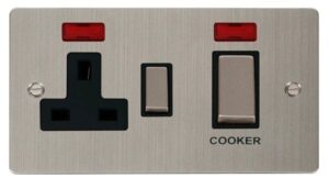 Click Define Ingot 45A Dp Switch 13A Switched Socket & Neons (2) Black