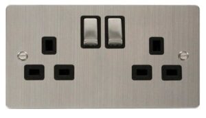 Click Define Ingot 2-Gang 13A Dp Switched Socket Black
