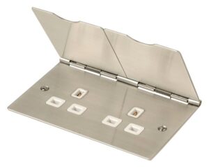 Click Essentials 13A 2 Gang Floor Socket Outlet Stainless Steel