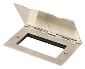 Click New Media 2 Gang New Media Floor Plate Quad Aperture Stainless Steel