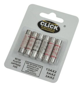Click Essentials Card Of 6 X Assorted Fuses (2 X 13A, 2 X 5A & 2 X 3A)