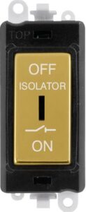 Click GridPro 10A 3 Pole Fan Isolation Switch Black Insert Polished Brass Switch