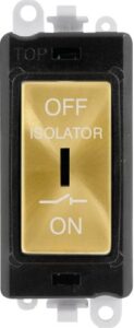 Click GridPro 10A 3 Pole Fan Isolation Switch Black Insert Satin Brass Switch