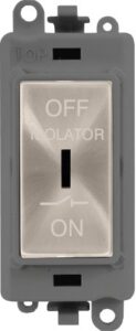 Click GridPro 10A 3 Pole Fan Isolation Switch Grey Insert Brushed Steel Switch