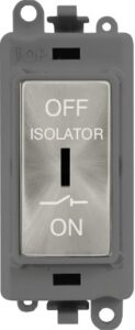 Click GridPro 10A 3 Pole Fan Isolation Switch Grey Insert Satin Chrome Switch