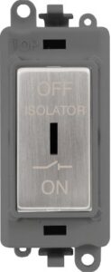 Click GridPro 10A 3 Pole Fan Isolation Switch Grey Insert Stainless Steel Switch
