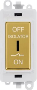 Click GridPro 10A 3 Pole Fan Isolation Switch Polar White Insert Polished Brass Switch