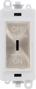 Click GridPro 10A 3 Pole Fan Isolation Switch Polar White Insert Brushed Steel Switch