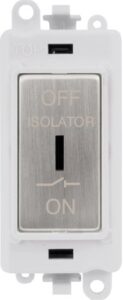 Click GridPro 10A 3 Pole Fan Isolation Switch Polar White Insert Stainless Steel Switch