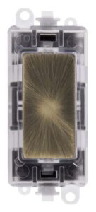 Click GridPro 250V~ Green Transparent Illuminated Blank Module Antique Brass