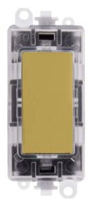 Click GridPro 250V~ Green Transparent Illuminated Blank Module Polished Brass