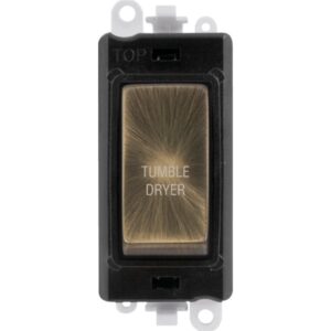 Click GridPro 20Ax Double Pole Switch Module Black Antique Brass Tumble Dryer