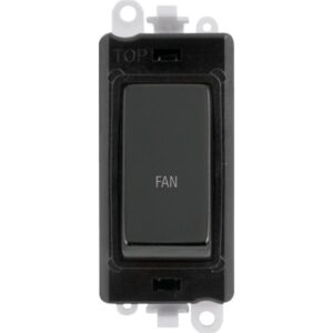 Click GridPro 20Ax Double Pole Switch Module Black Black Nickel Fan