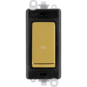 Click GridPro 20Ax Double Pole Switch Module Black Polished Brass Fan