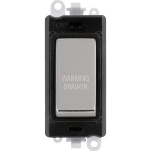 Click GridPro 20Ax Double Pole Switch Module Black Polished Chrome Warming Drawer