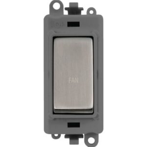 Click GridPro 20Ax Double Pole Switch Module Grey Stainless Steel Fan