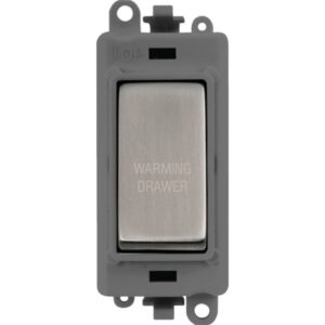Click GridPro 20Ax Double Pole Switch Module Grey Stainless Steel Warming Drawer