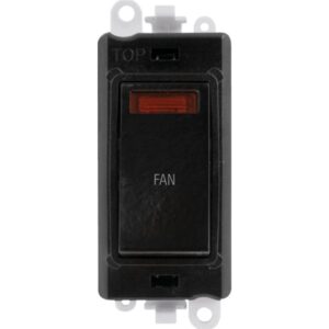 Click GridPro 20Ax Double Pole Switch With Neon Module Black Fan