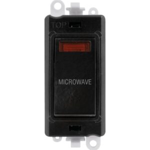 Click GridPro 20Ax Double Pole Switch With Neon Module Black Microwave