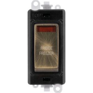 Click GridPro 20Ax Double Pole Switch With Neon Module Black Antique Brass Fridge Freezer